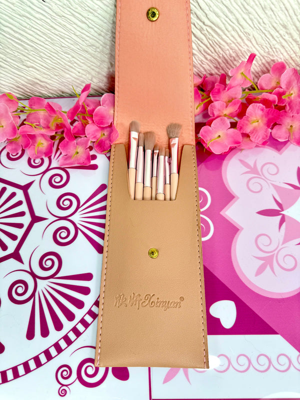 Carterita piel brochas rosa