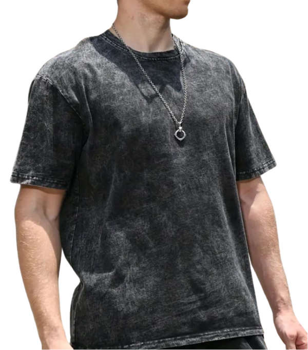 Playera negra acid wash
